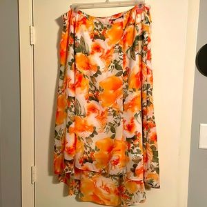 Floral twirl peach colored skirt